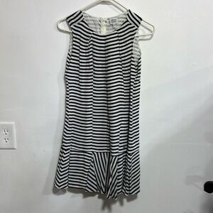 Armani Junior silk blend lined striped back zip up dress 14A